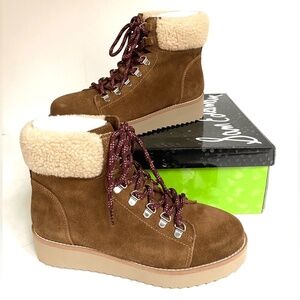 Sam Edelman Lace-up Round-toe Hiker Ankle Boot Toffee Brown Lace Up Bootie